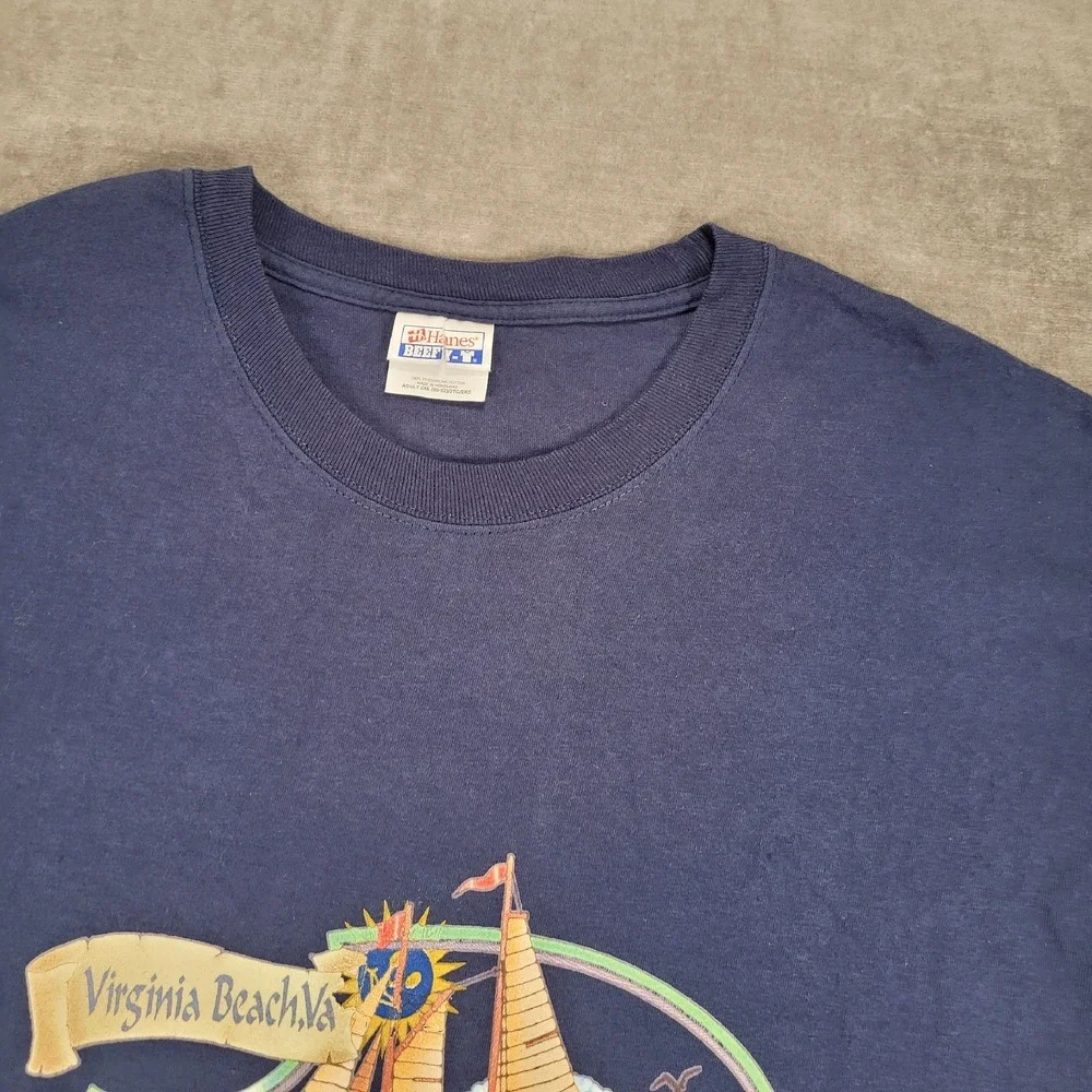 Virginia Beach VA‎ Hanes Beefy-T Graphic Print T-Shirt Men's Adult 2XL